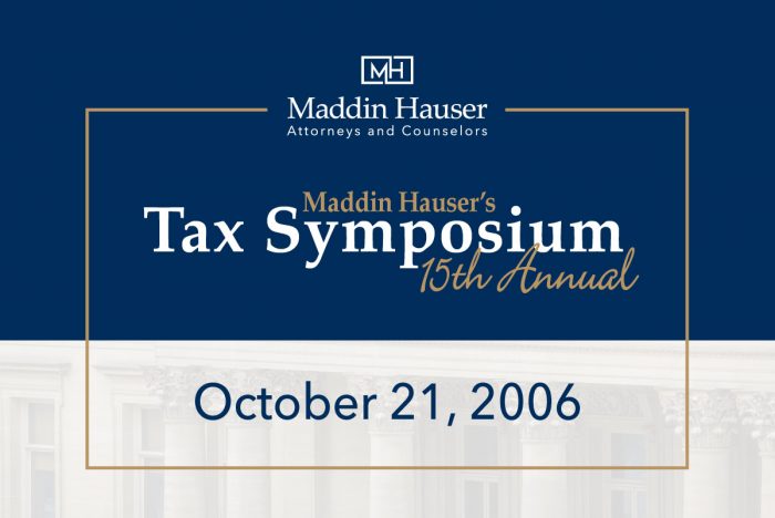 Fifteenth Annual Tax Symposium