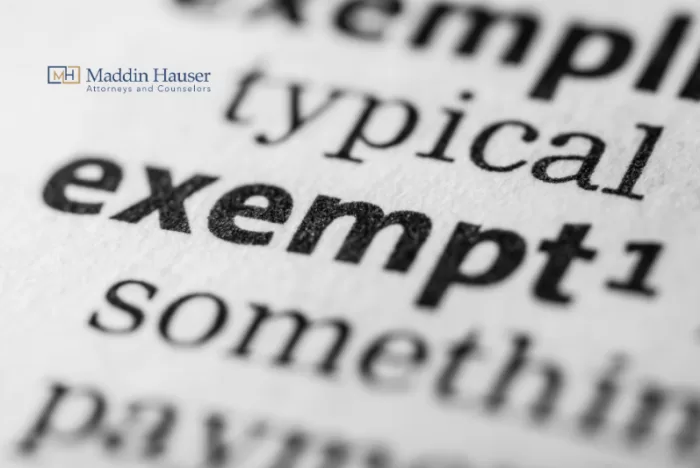 The word exempt on a page