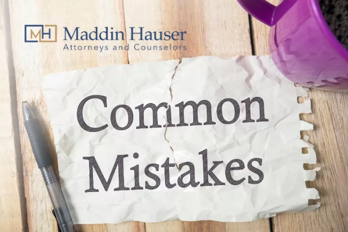 The words common mistakes on a piece of paper